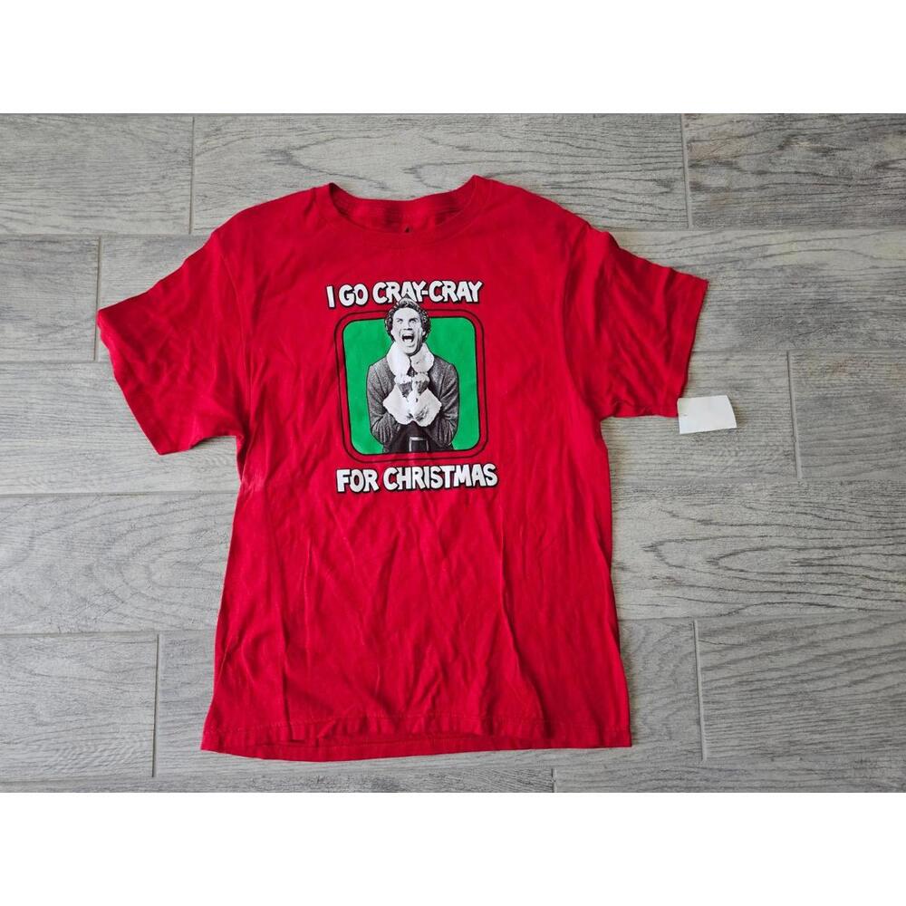 New Youth Buddy Elf Shirt Size XL 18-20 Red I Go Cray-Cray For Christmas Movie